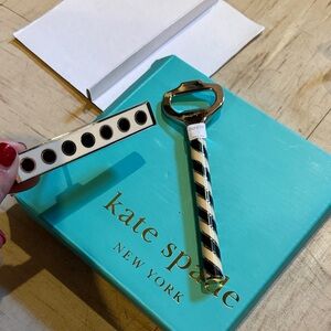 Kate Spade Gold and Black Striped Bottle Opener Set